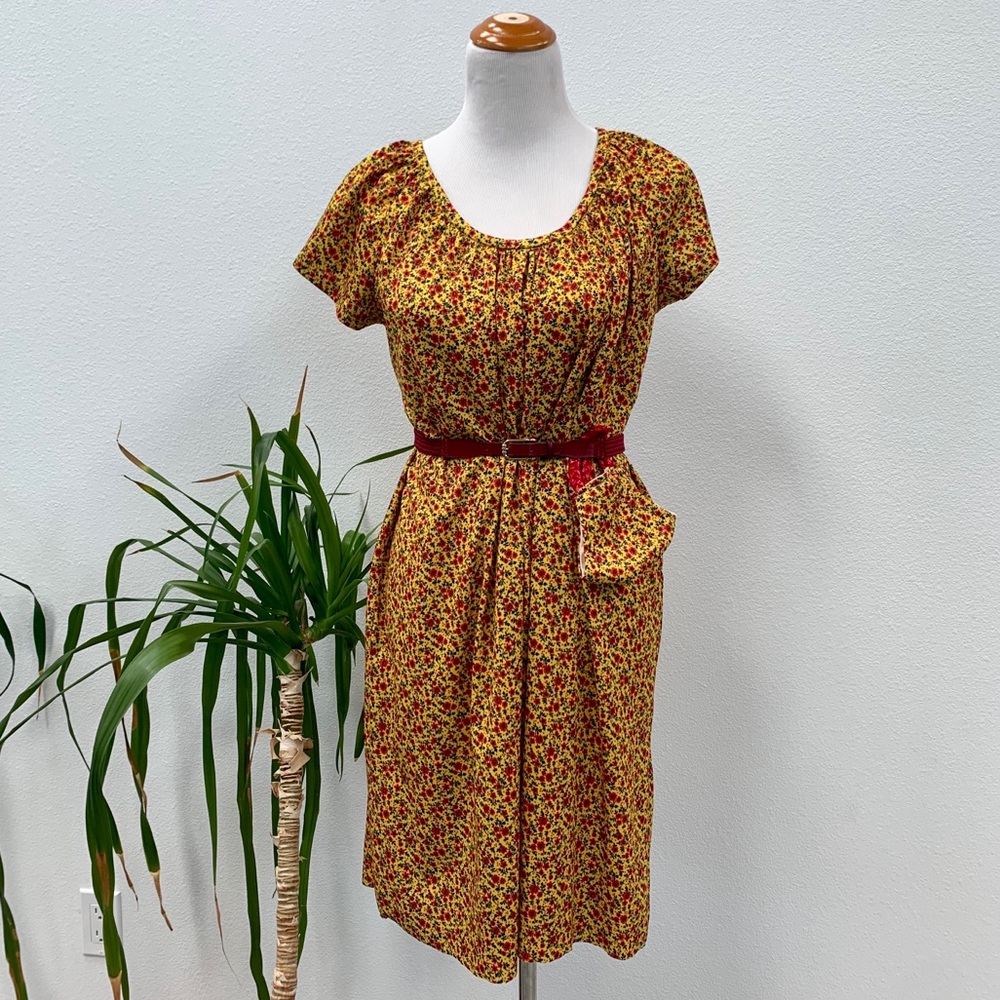 VTG 1970s Ditsy Floral Mini Dress with Face Mask - Picture 8 of 11